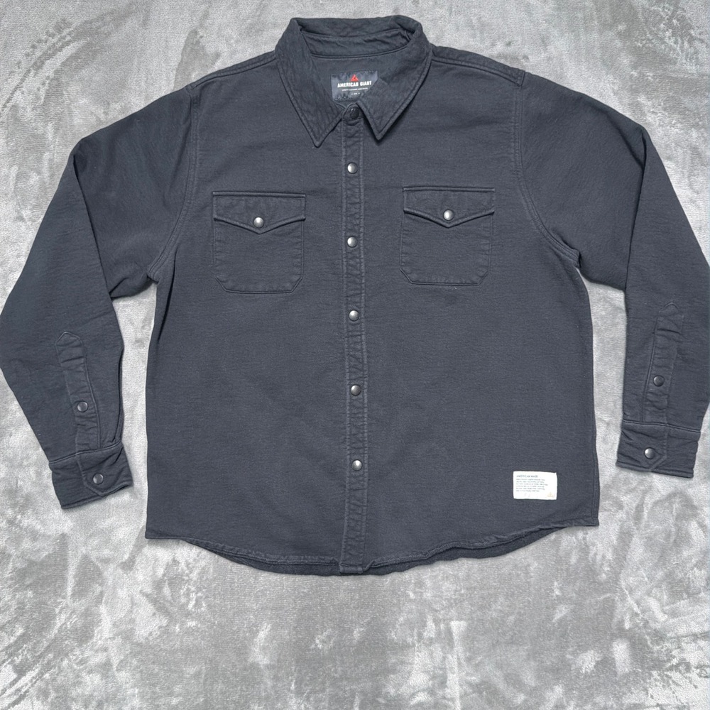 American Giant Redwood Shirt Jacket Mens XXL Black Overshirt Snap Front Workwear